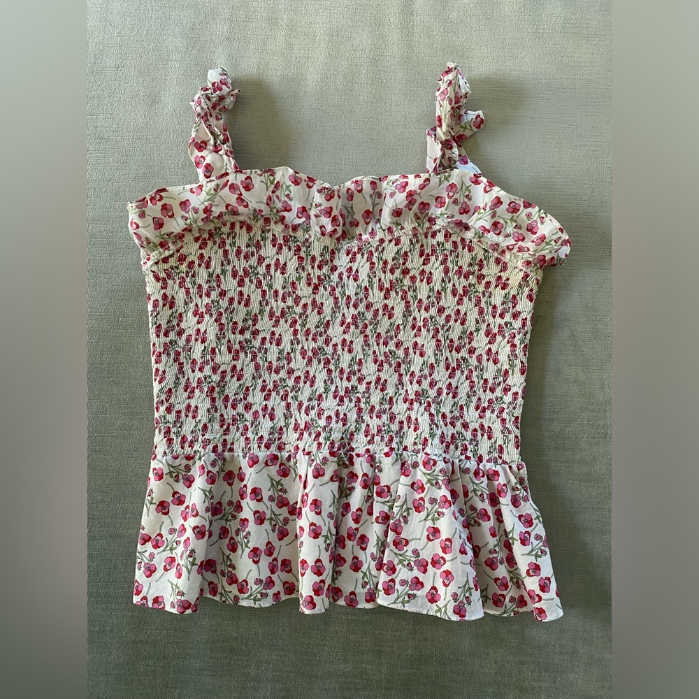 J Crew Smocked ruffle top in Liberty® Ros floral Small